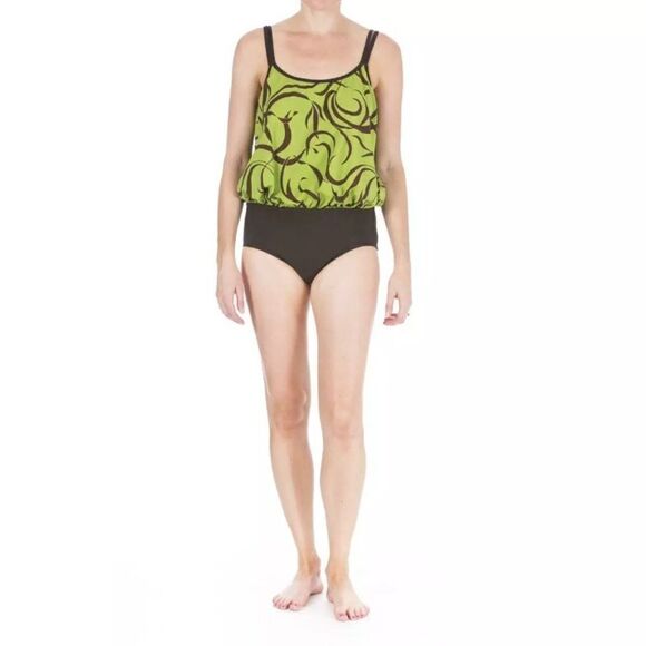 Mainstream 12 Green Full Coverage 1 Pc Swimsuit - Picture 1 of 7